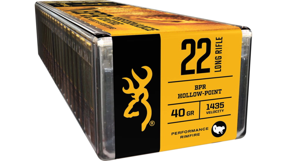 Browning BPR .22 Long Rifle 40 grain Plated Hollow Point Brass Cased Rimfire Ammo, 100 Rounds, B194122100