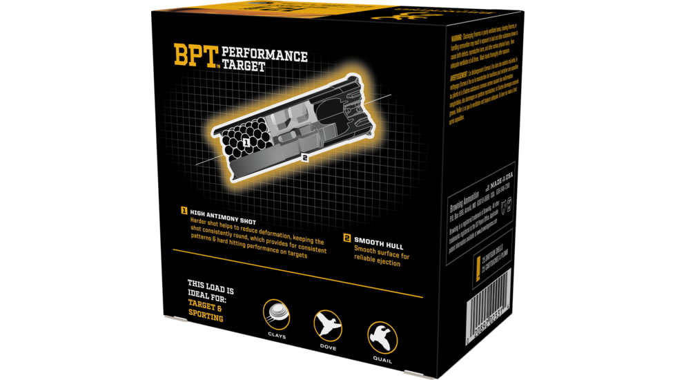 Browning BPT Performance Shotshell Loads 12 Gauge 1 1/8 oz 2.75in Heavy Shotgun Shot Ammo, 25 Rounds, B193621227