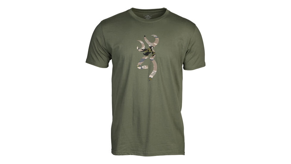 Browning Camo Buckmark Short Sleeve T-Shirt - Men's, Military Green/OVIX, Large, 5010066403