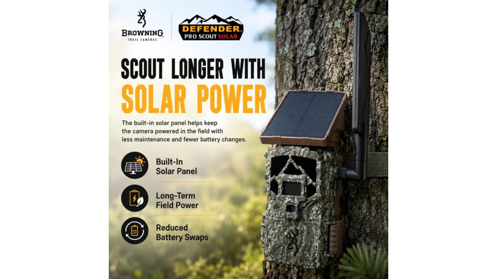 Browning Defender Pro Scout Max HD Cellular Solar Trail Camera, 46MP, Camo, BTC-PSMHDS-C