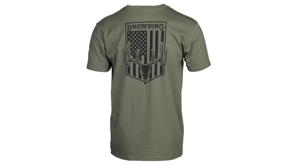 Browning WT Flag Short Sleeve T-Shirt - Men's, Military Green, Extra Large, 5010056404
