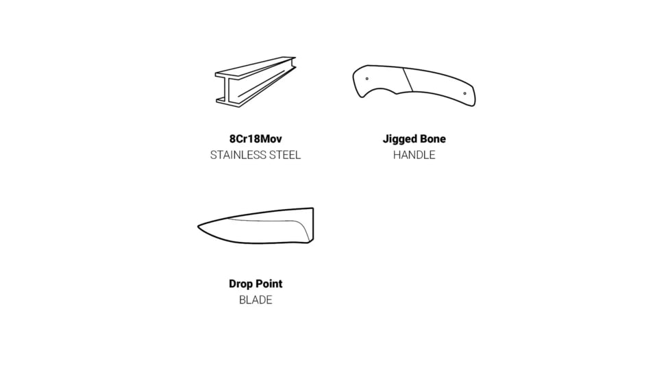 Browning Buckmark Hunter Fixed Blade Knife, 3in, 8Cr13MoV, Drop Point, Bone Handle, Leather, 3220509