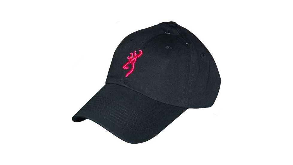 Browning Buckmark Logo Ball Cap Black W/pink Buckmark