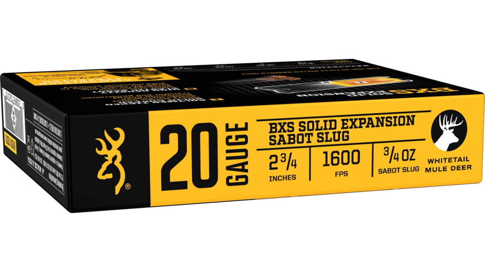 Browning BSX 20 Gauge 3/4 oz 2.75in Sabot Slug Centerfire Shotgun Slug Ammo, 5 Rounds, B193112021