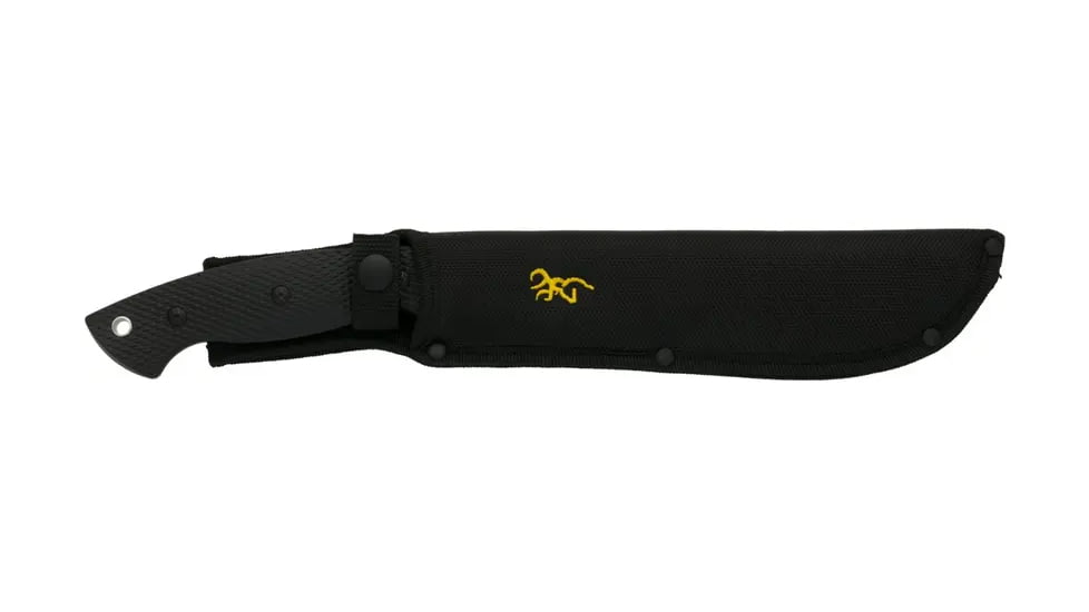 Browning Bush Craft Camp Fixed Blade Knife, 9in, 3Cr, Bowie, Injection Molded Handle, Black, 3220259