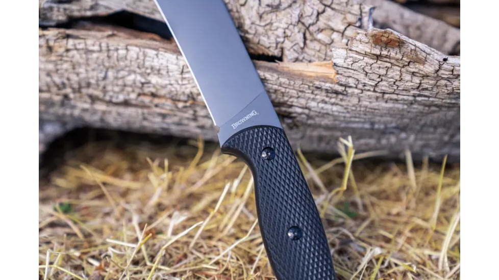 Browning Bush Craft Camp Fixed Blade Knife, 9in, 3Cr, Bowie, Injection Molded Handle, Black, 3220259