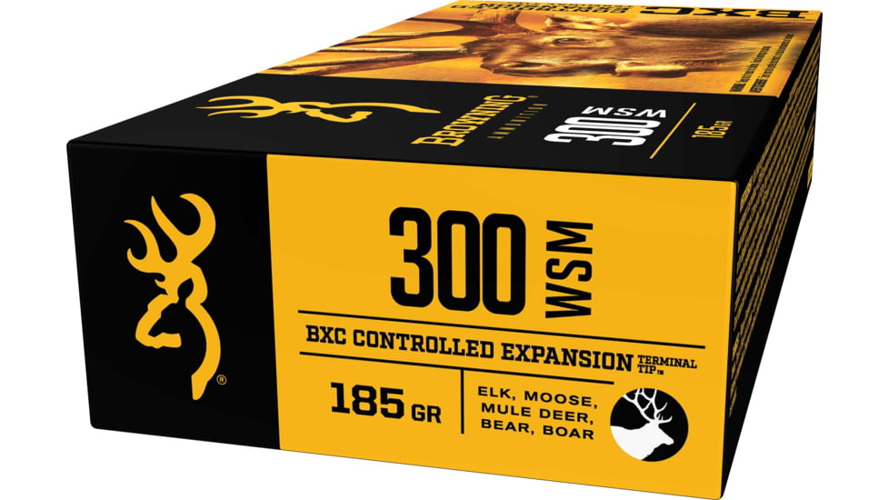 Browning BXC .300 Winchester Short Magnum 185 grain Controlled Expansion Terminal Tip Nickel Plated Brass Cased Centerfire Rifle Ammo, 20 Rounds, B192230001