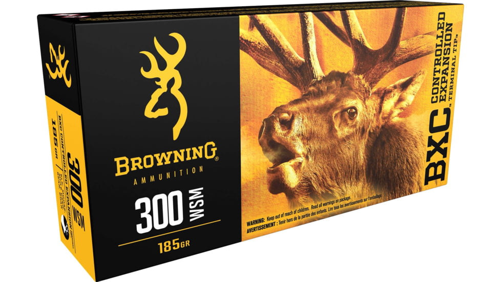 Browning BXC .300 Winchester Short Magnum 185 grain Controlled Expansion Terminal Tip Nickel Plated Brass Cased Centerfire Rifle Ammo, 20 Rounds, B192230001