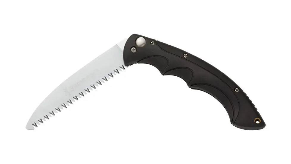 Browning Camp Saw Folding Knife, 5.125in, 4116 Stainless, Saw, Back Contour-Molded Composite Handle, Black, 322922