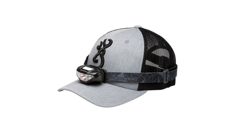 Browning Cap/headlamp Combo Gray/blk W/100 Lumen Light*