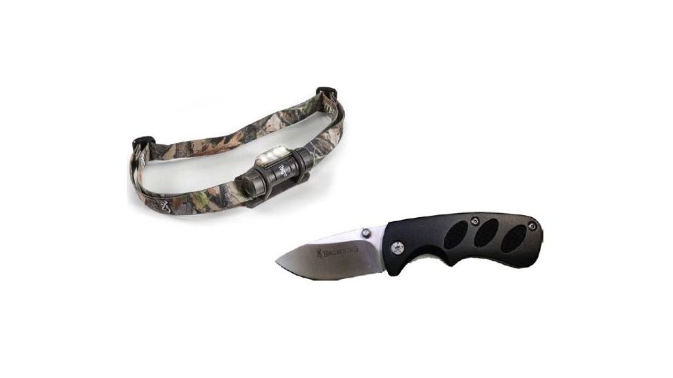 Browning Epic 1AA 20 Lumens Headlamp and 2in Stainless Steel Blade Folding Knife Combo 3718680