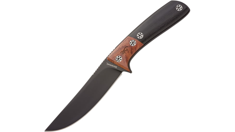 Browning Fixed Blade Knife with Wood Handle, 4.75 black finish stainless clip point blade, Black and brown, 3220372