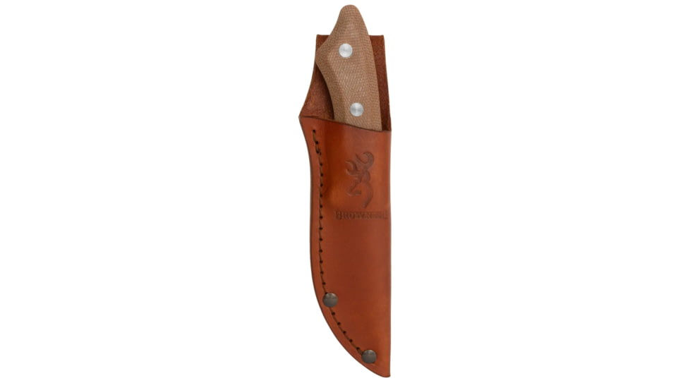 Browning Guide Series Fixed Blade Knife, 3in, Sandvik 14C28N, Drop Point, Composite Handle, Split Grain Leather, 3220498B