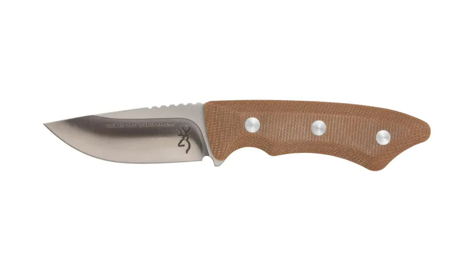 Browning Guide Series Fixed Blade Knife, 3in, Sandvik 14C28N, Drop Point, Composite Handle, Split Grain Leather, 3220498B
