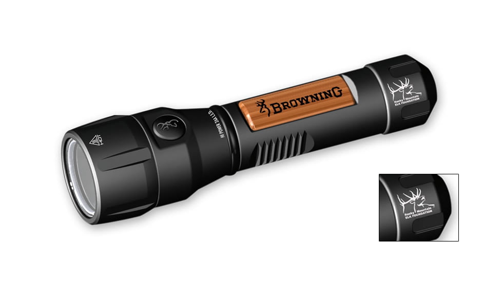 Browning High Power Model 5305 2AA Flashlight - Rocky Mountain Elk Foundation Black Walnut 3715305