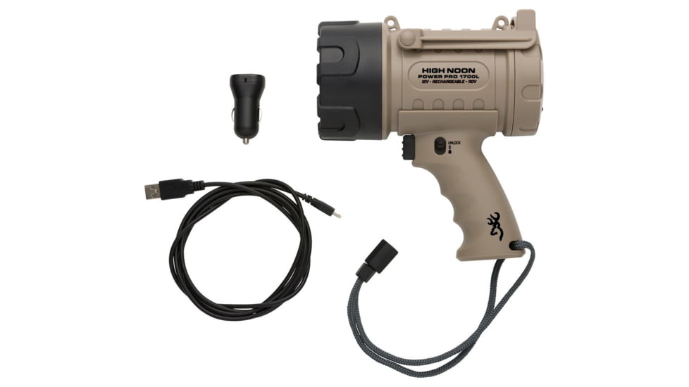 Browning High Noon Power Pro Spotlight, Lithium-ion, 1700 Lumens, LED, White, Polymer, 3717805