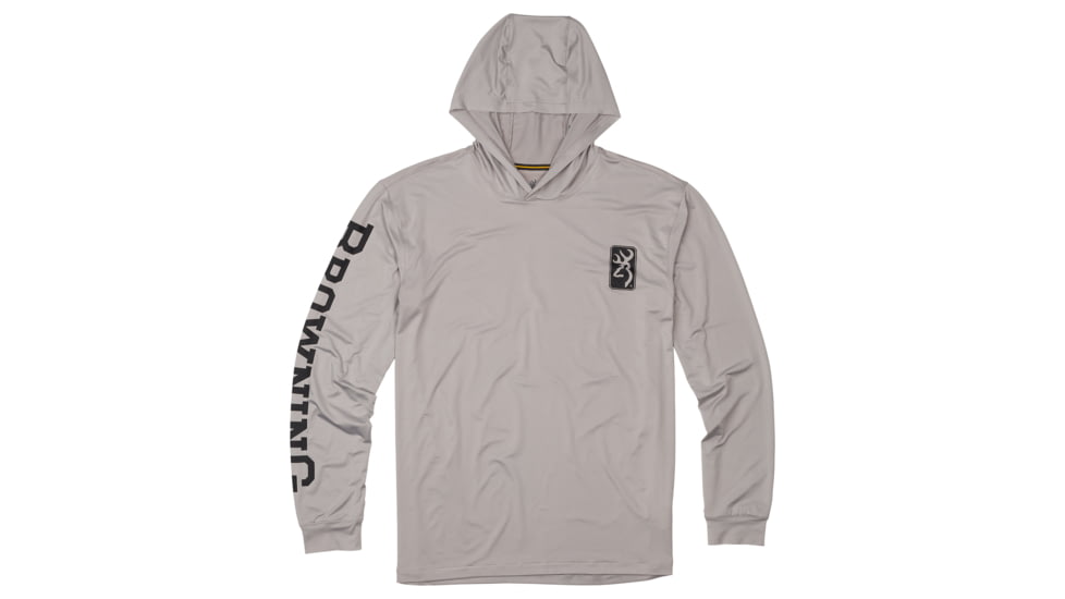 Browning Hooded Long Sleeve Sun Shirt - Mens, Gray, XL, 3010729704