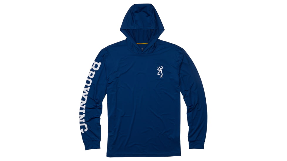 Browning Hooded Long Sleeve Sun Shirt - Mens, Navy, 3XL, 3010729506