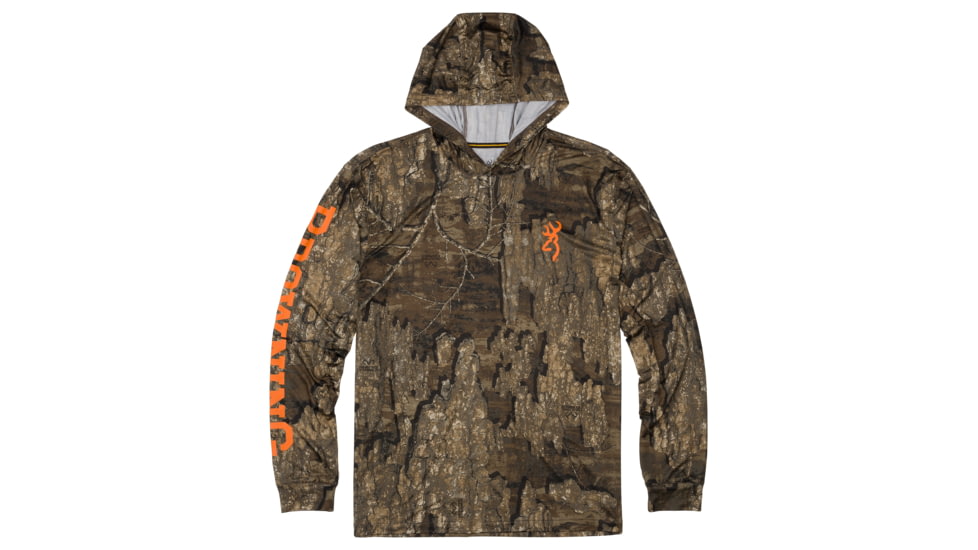 Browning Hooded Long Sleeve Sun Shirt - Mens, Realtree Timber, Large, 3010725703