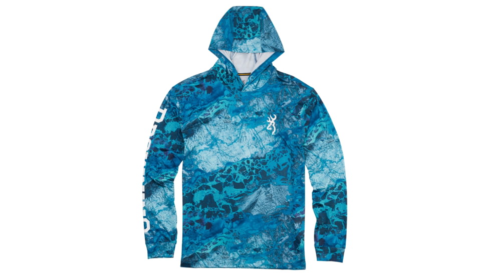 Browning Hooded Long Sleeve Sun Shirt - Mens, RTW3 Blue, Small, 3010812901