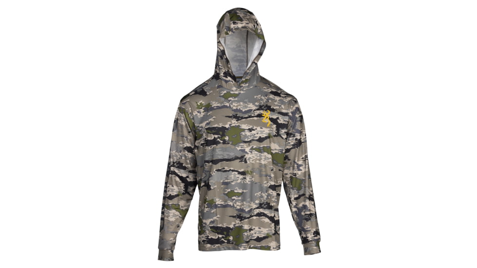 Browning Hooded Long Sleeve Sun Tech Shirt - Mens, 3XL, Ovix, 3010863406