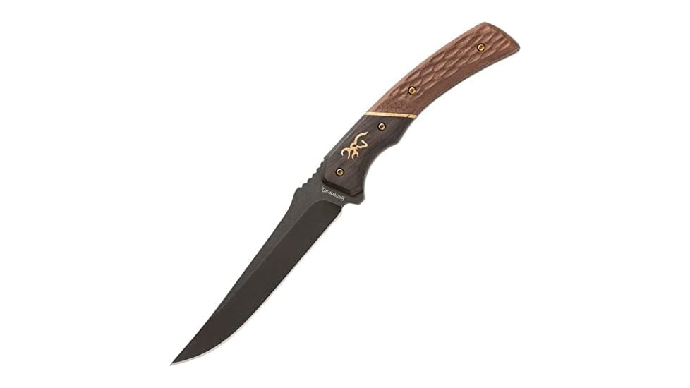 Browning Hunter Trail Point Fixed Blade Knife, 4.5in, 440C, Skinner, Wood Handle, 3220394