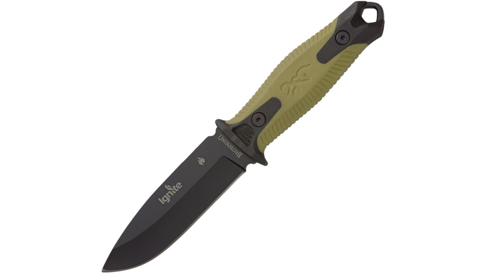Browning Ignite 2 Fixed Blade Knife - Box, 4in, 7Cr17Mov, Drop Point, Green Injection Molded Handle, Green, 3220335B
