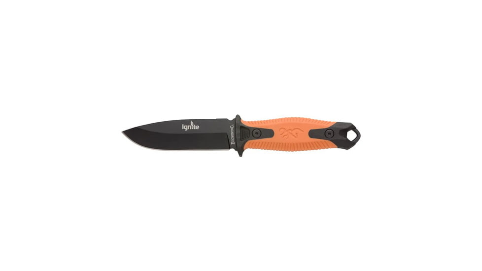 Browning Ignite 2 Fixed Blade Knife - Box, 4in, 7Cr17Mov, Drop Point, Orange Injection Molded Handle, Orange, 3220334B