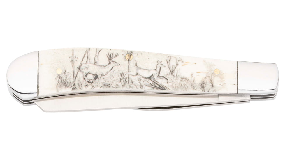 Browning Whitetail Trapper Folding Knife, 3in, Sandvik 12C27 Stainless Steel, Clip Point/Spey Blade, Natural Bone Handle, 3220578B