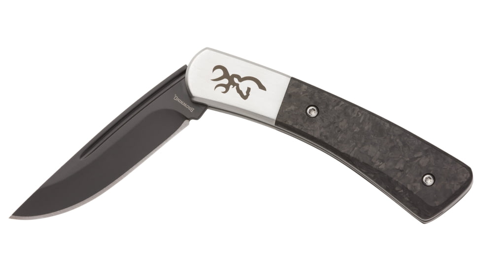Browning Knoll Folding Knife, 2.375in, Swedish Sandvik 12C27, Drop Point, Black Handle, N, 3220476