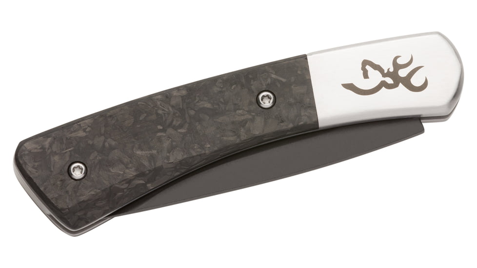 Browning Knoll Folder 2.375in Knife, Slip Joint, Black 12C27 Blade, Marbled Carbon Fiber Handle, 3220476