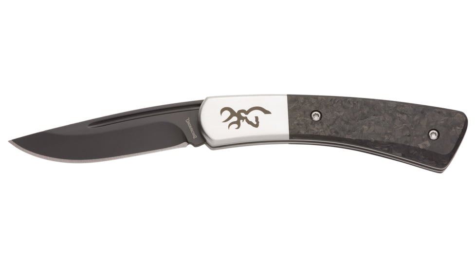 Browning Knoll Folder 2.375in Knife, Slip Joint, Black 12C27 Blade, Marbled Carbon Fiber Handle, 3220476