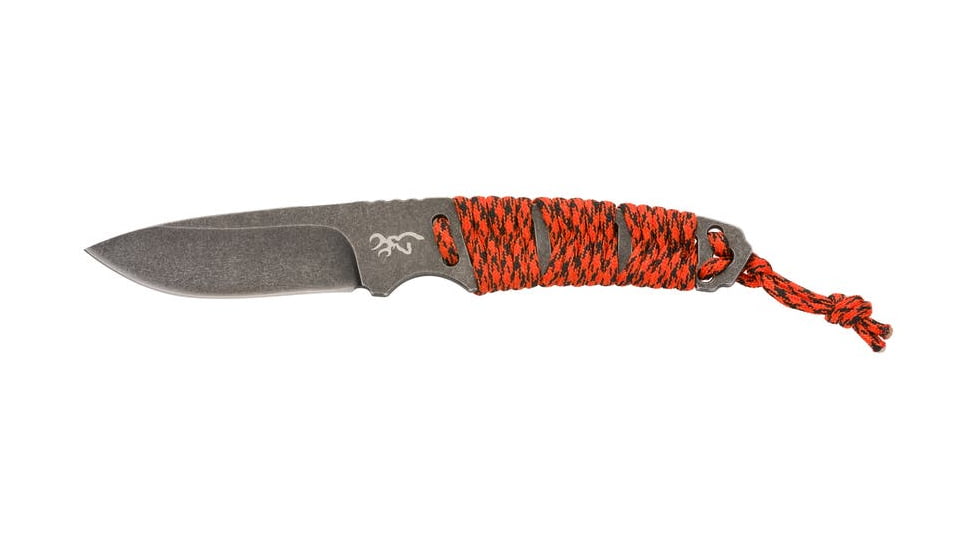 Browning Last Light Combo Fixed Blade Knives, 3.5in, 8Cr13MoV Stainless Steel, Wrapped Paracord, Orange Handle, 3220364