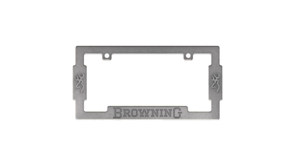 Browning License Plate Frame W/logos And Buckmark Nickel