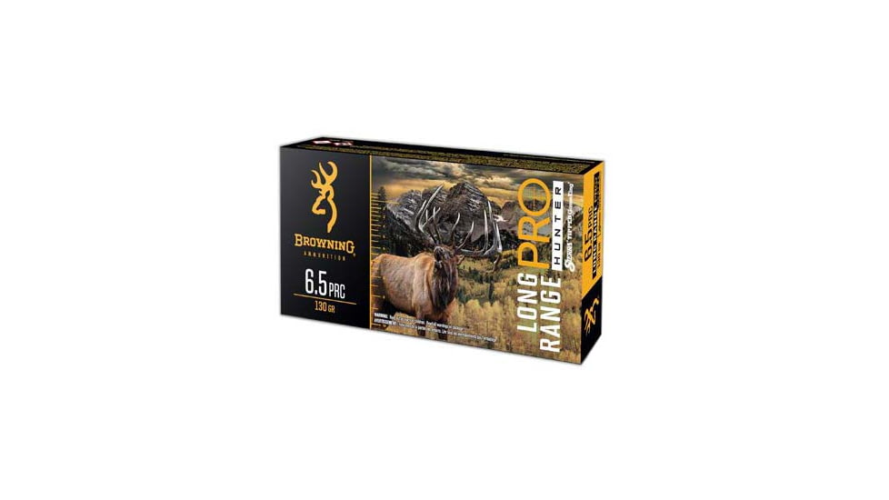 Browning Long Range Pro 6.5mm PRC 130 grain Sierra Tipped GameKing Nickel Plated Brass Cased Centerfire Rifle Ammo, 20 Rounds, B192565002