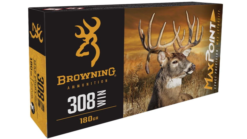 Browning MAXPOINT 308 WIN 168 Grain Maxpoint Brass Rifle Ammo, 20 Rounds, B192103082