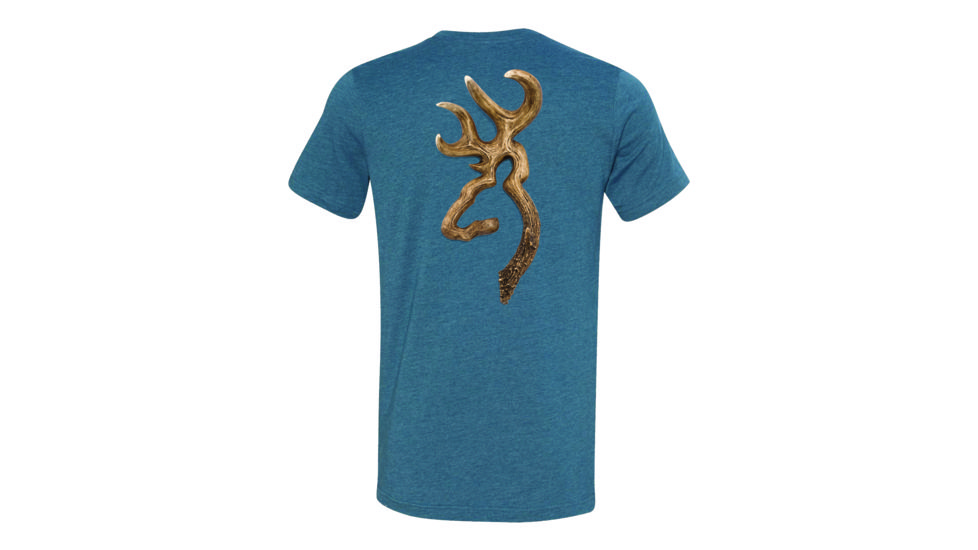 Browning Mens Antler Buckmark Short Sleeve T-Shirt, Heather Deep Teal, Large A000321840104