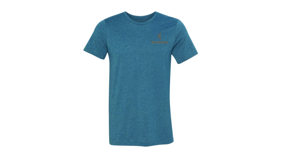 Browning Mens Antler Buckmark Short Sleeve T-Shirt, Heather Deep Teal, Large A000321840104