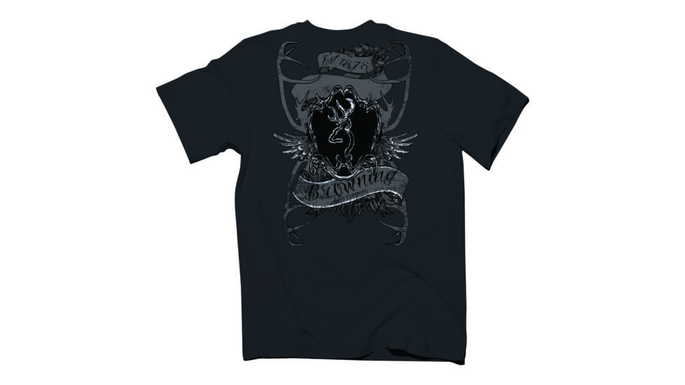 Browning Mens Antler Crest S/S Tee,Black, L BRD010056.099900.L