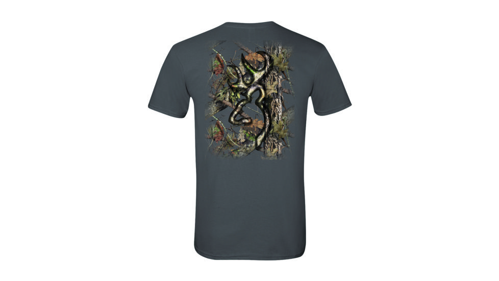 Browning Mens Background Camo Buckmark Short Sleeve T-Shirt, Charcoal, Small A000325300102