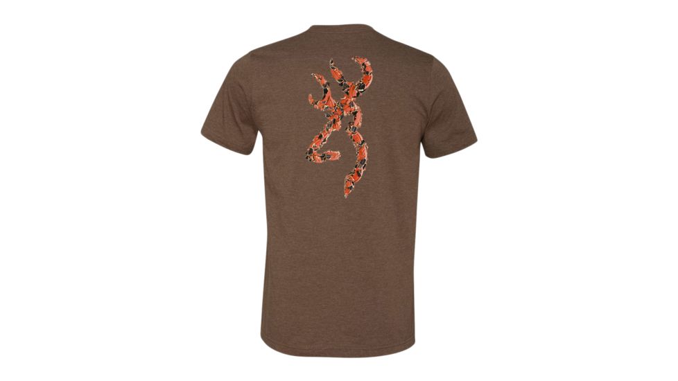 Mens Graphic Clay Buckmark Short Sleeve T-Shirt, Heather Brown