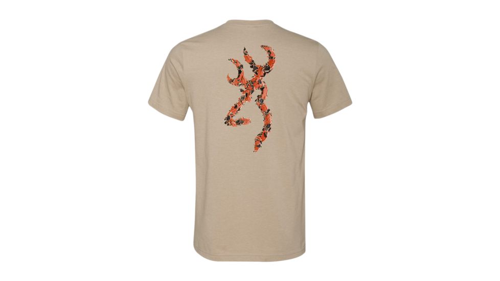Mens Graphic Clay Buckmark Short Sleeve T-Shirt, Heather Tan