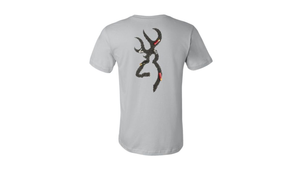 Mens Graphic Shot Buckmark Short Sleeve T-Shirt, Silver