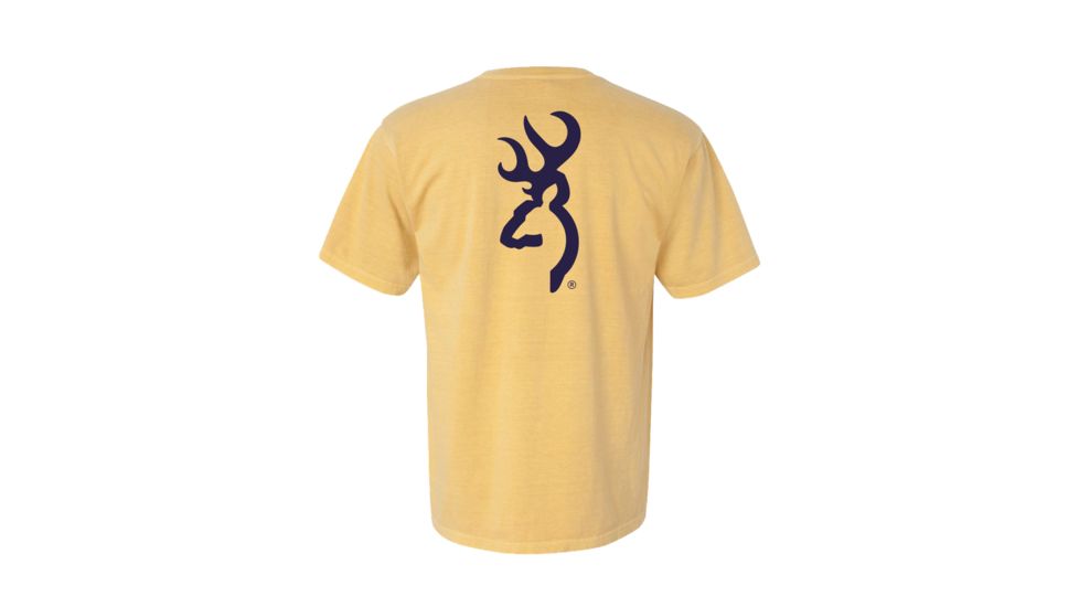 Mens Graphic Pigment Solid Buckmark Short Sleeve T-Shirt, Mustard