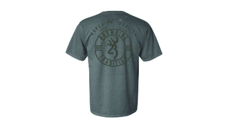 Mens Graphic Pigment Superior Quality Buckmark Short Sleeve T-Shirt, Grey