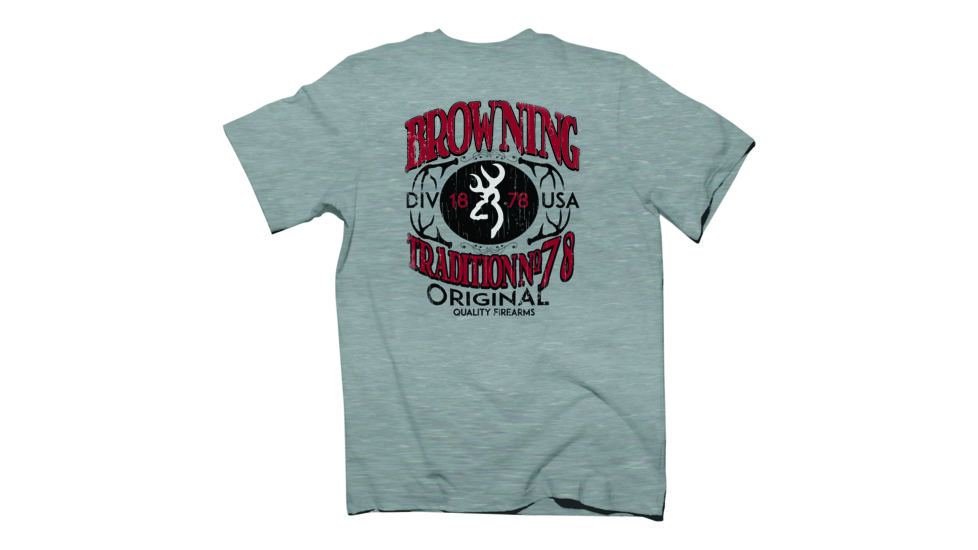 Browning Mens Quality Firearms S/S Tee, Sport Gray, S BRD010050.077900.S
