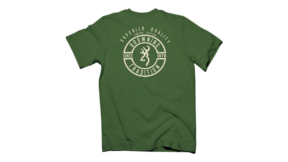 Browning Mens Superior Quality S,S Tee, Military Green, Small A000226530102