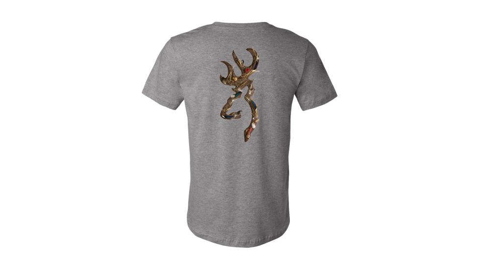 Mens Graphic Waterfowl Buckmark Short Sleeve T-Shirt, Deep Heather