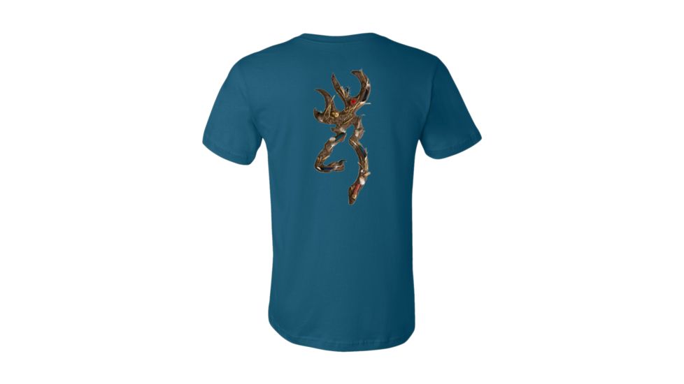 Mens Graphic Waterfowl Buckmark Short Sleeve T-Shirt, Deep Teal