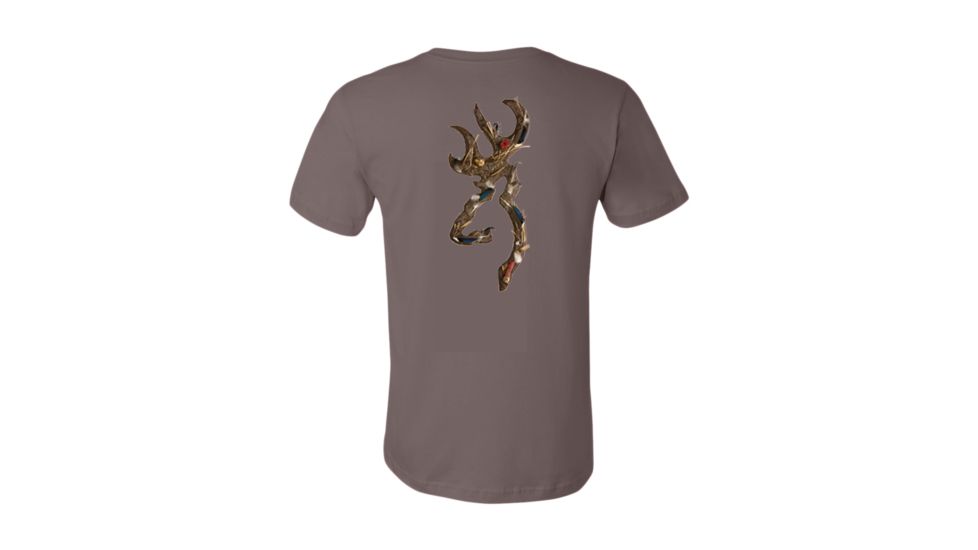 Mens Graphic Waterfowl Buckmark Short Sleeve T-Shirt, Pebble Brown